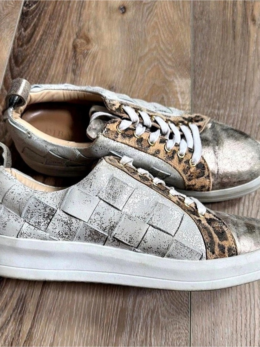 Diba True Yuliana Woven
Metallic Leather Leopard Sneakers